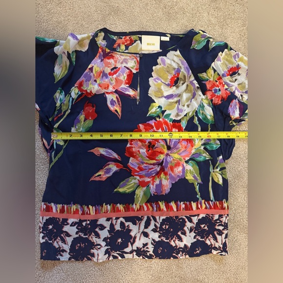 Anthropologie Floral Silk Top 2 - Picture 8 of 9
